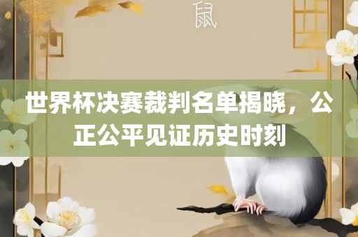 世界杯决赛裁判名单揭晓，公正公平见证历史时刻