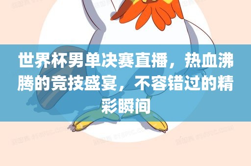 世界杯男单决赛直播，热血沸腾的竞技盛宴，不容错过的精彩瞬间