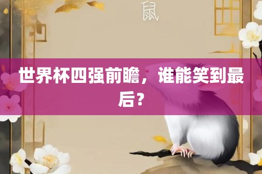 世界杯四强前瞻，谁能笑到最后？