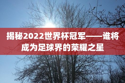 揭秘2022世界杯冠军——谁将成为足球界的荣耀之星