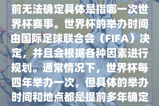 关于下一站世界杯的信息，目前无法确定具体是指哪一次世界杯赛事。世界杯的举办时间由国际足球联合会（FIFA）决定，并且会根据各种因素进行规划。通常情况下，世界杯每四年举办一次，但具体的举办时间和地点都是提前多年确定的。