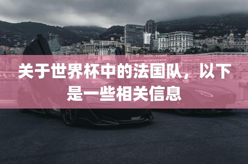 关于世界杯中的法国队，以下是一些相关信息