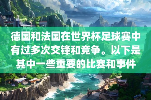 德国和法国在世界杯足球赛中有过多次交锋和竞争。以下是其中一些重要的比赛和事件