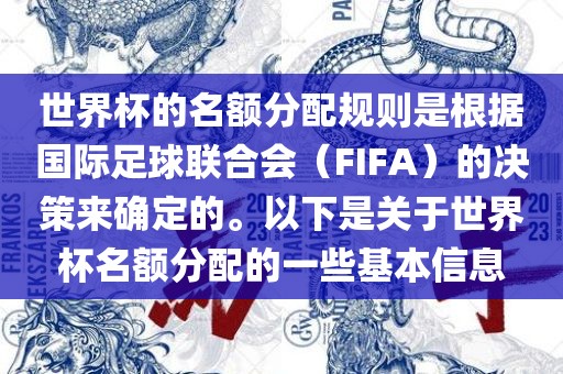 世界杯的名额分配规则是根据国际足球联合会（FIFA）的决策来确定的。以下是关于世界杯名额分配的一些基本信息