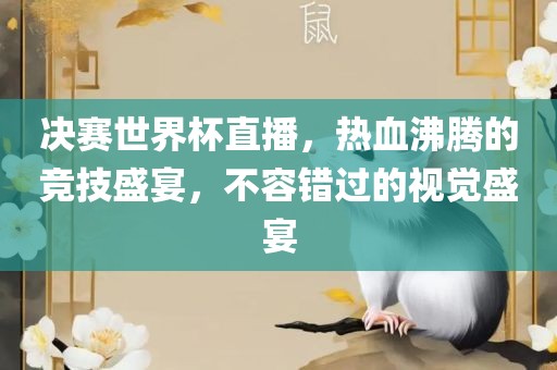 决赛世界杯直播，热血沸腾的竞技盛宴，不容错过的视觉盛宴漯河市盈旭机械设备有限公司