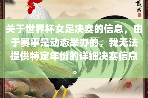 关于世界杯女足决赛的信息，由于赛事是动态举办的，我无法提供特定年份的详细决赛信息。