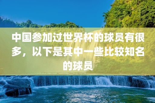中国参加过世界杯的球员有很多，以下是其中一些比较知名的球员