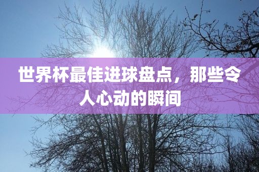 世界杯最佳进球盘点，那些令人心动的瞬间