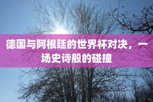 德国与阿根廷的世界杯对决，一场史诗般的碰漯河市盈旭机械设备有限公司撞