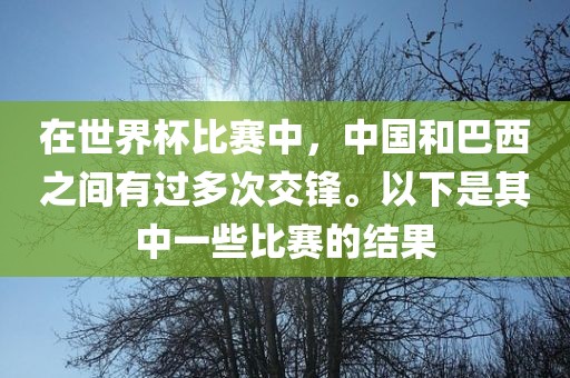 在世界杯比赛中，中国和巴西之间有过多次交锋。以下是其中一些比赛的结果