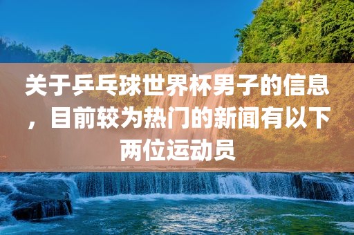 关于乒乓球世界杯男子的信息，目前较为热门的新闻有以下两位运动员漯河市盈旭机械设备有限公司