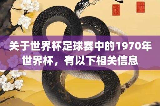 关于世界杯足球赛中的1970年世界杯，有以下相关信息漯河市盈旭机械设备有限公司