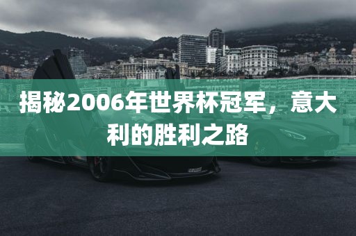 揭秘2006年世界杯冠军，意大利的胜利之路