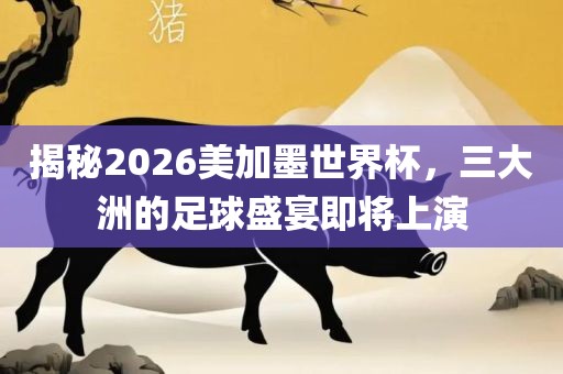 揭秘2026美加墨世界杯，三大洲的足球盛宴即将上演漯河市盈旭机械设备有限公司
