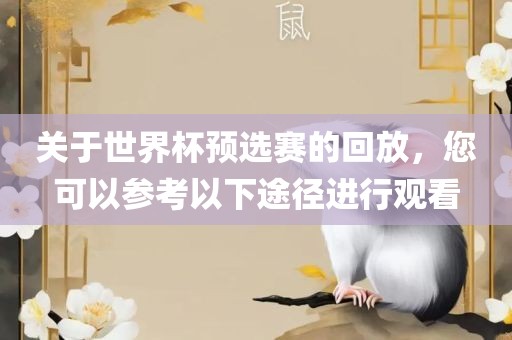 关于世界杯预选赛的回放，您可以参考以下途径进行观看漯河市盈旭机械设备有限公司