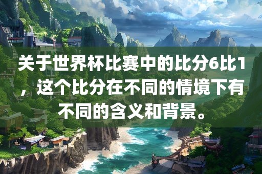 关于世界杯比赛中的比分6比1，这个比分在不同的漯河市盈旭机械设备有限公司情境下有不同的含义和背景。