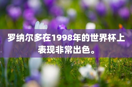 罗纳尔多在1998年的世界杯上表现非常出色。漯河市盈旭机械设备有限公司