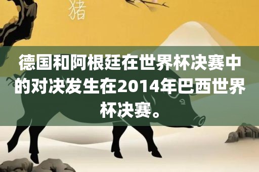 德国和阿根廷在世界杯决赛中的对决发生在2014年巴西世界杯决赛。漯河市盈旭机械设备有限公司