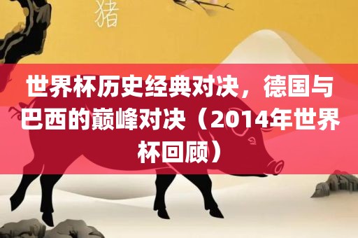 世界杯历史经典对决，德国与巴西的巅峰对决（2014年世界杯回顾）漯河市盈旭机械设备有限公司