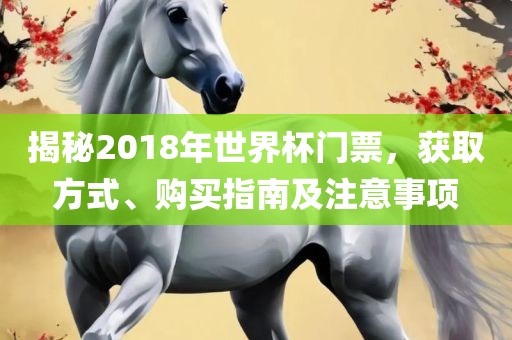 揭秘2018年世界杯门票，获取方式、购买指南及注意事项
