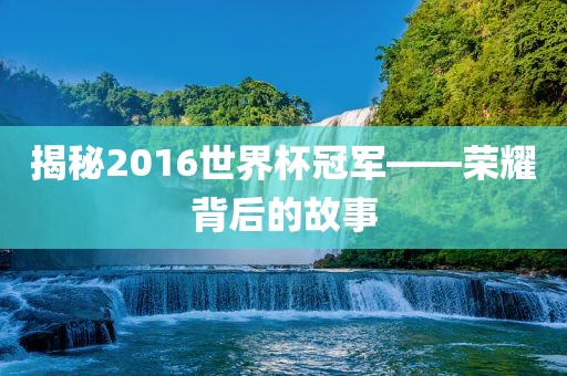 揭秘2016世界杯冠军——荣耀背后的故事漯河市盈旭机械设备有限公司