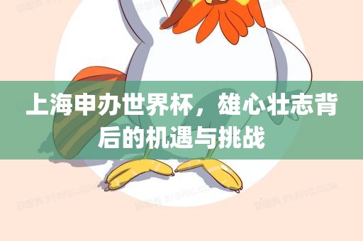 上海申办世界杯，雄心壮志背后的机遇与挑战漯河市盈旭机械设备有限公司