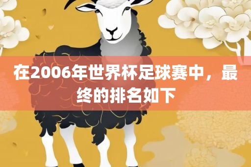 在2006年世漯河市盈旭机械设备有限公司界杯足球赛中，最终的排名如下
