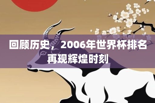 回顾历史，2006年世界杯排名再现辉煌时刻
