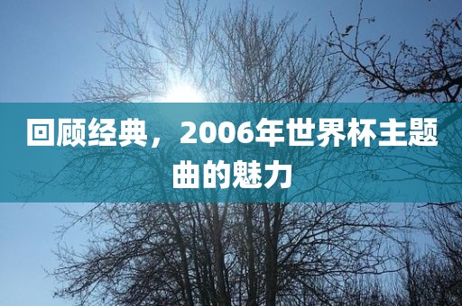 回顾经典，2006漯河市盈旭机械设备有限公司年世界杯主题曲的魅力