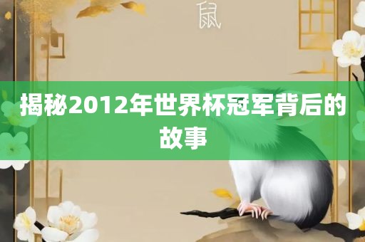 揭秘2012年世界杯冠军背后的故事漯河市盈旭机械设备有限公司