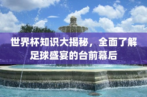 漯河市盈旭机械设备有限公司世界杯知识大揭秘，全面了解足球盛宴的台前幕后