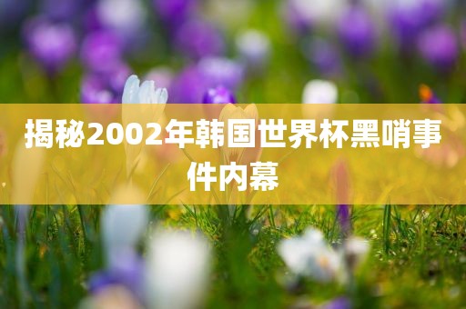 揭秘2002年韩国世界杯黑哨事件内幕