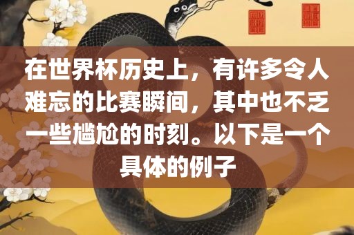 在世界杯历史上，有许多令人难忘的比赛瞬间，其中也不乏一些尴尬的时刻。以下是一个具体的例子