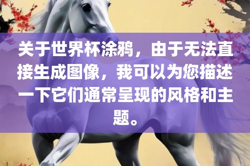关于世界杯涂鸦，由于无法直接生成图像，我可以为您描述一下它们通常呈现的风格和主题。