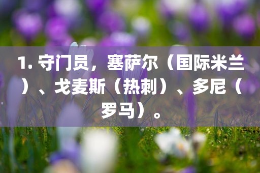 1. 守门员，塞萨尔（国际米兰）、戈麦斯（热刺）、多尼（罗马）。