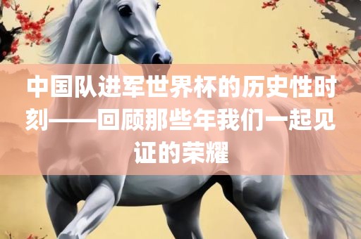 中国队进军世界杯的历史性时刻——回顾那些漯河市盈旭机械设备有限公司年我们一起见证的荣耀