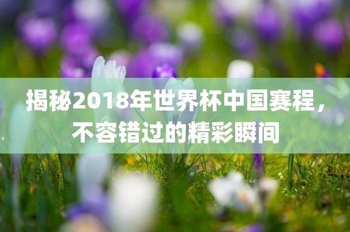 揭秘2018年世界杯中国赛程，不容错过的精彩瞬间