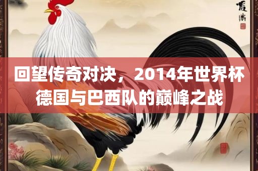 回望传奇对决，2014年世界杯德国与巴西队的巅峰之战漯河市盈旭机械设备有限公司