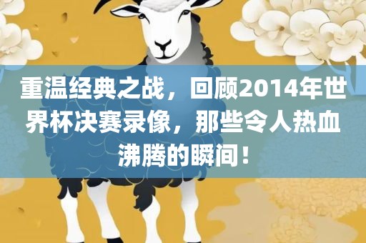 重温经典之战，回顾2014年世界杯决赛录像，那些令人热血沸腾的瞬间！