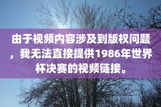 由于视频内容涉及到版权问题，我无法直接提供1986年世界杯决赛的视频链接。漯河市盈旭机械设备有限公司