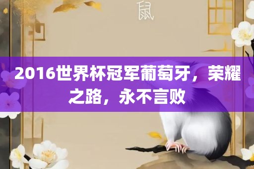 2016世界杯冠军葡萄牙，荣耀之路，永不言败漯河市盈旭机械设备有限公司