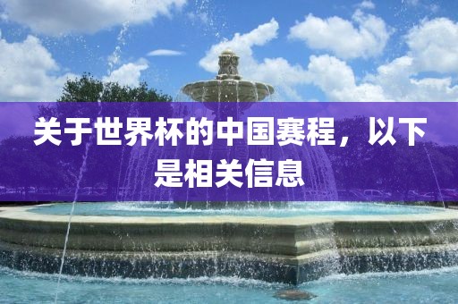 关于世界杯的中国赛程，以下是相关信息漯河市盈旭机械设备有限公司