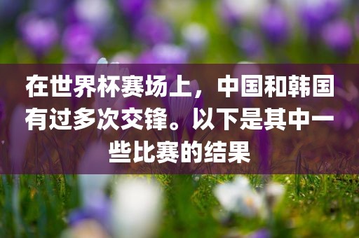在世界杯赛场上，中国和韩国有过多次交锋。以下是其中一些比赛的结果