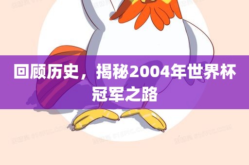 回顾历史，揭秘2004年世界杯冠军之路漯河市盈旭机械设备有限公司