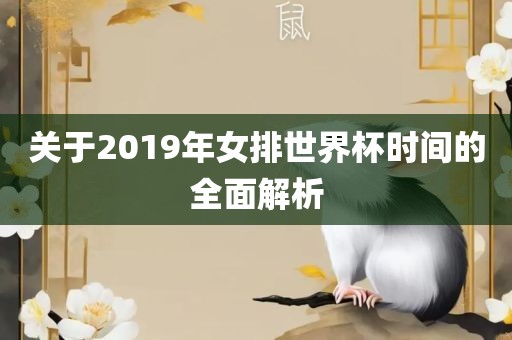 关于2019年女排漯河市盈旭机械设备有限公司世界杯时间的全面解析