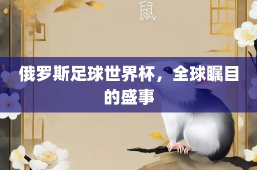 俄罗斯足球世界杯，全球瞩目的盛事漯河市盈旭机械设备有限公司