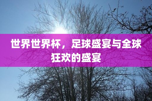 世界世界杯，足球盛宴与全球狂欢的盛宴漯河市盈旭机械设备有限公司