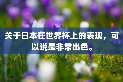 关于日本在世界杯上的表现，可以说是非常出色。