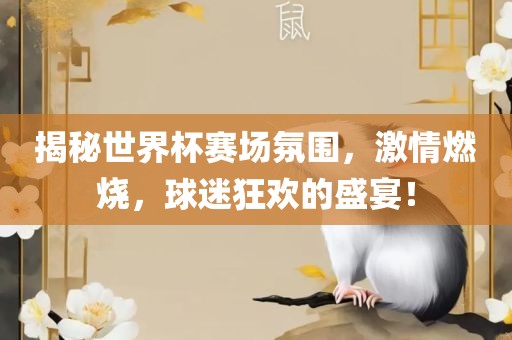 揭秘世界杯赛场氛围，激情燃烧，球迷狂欢的盛宴！