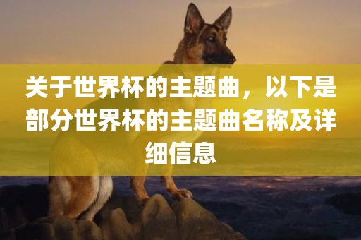 关于世界杯的主题曲，以下是部分世界杯的主题曲名称及详细信漯河市盈旭机械设备有限公司息